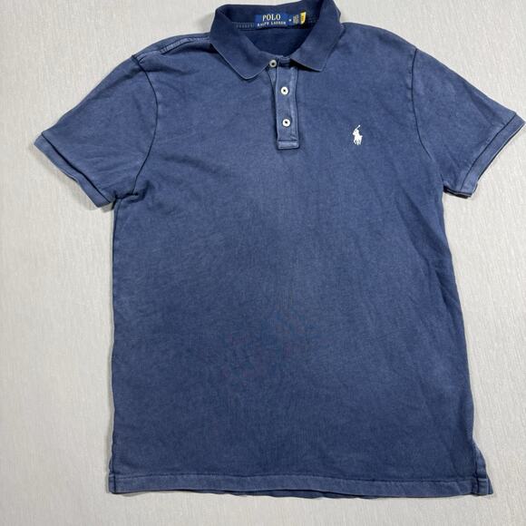 Polo Ralph Lauren Custom Fit Spa Terry Polo Shirt Newport Navy M - Picture 4 of 11